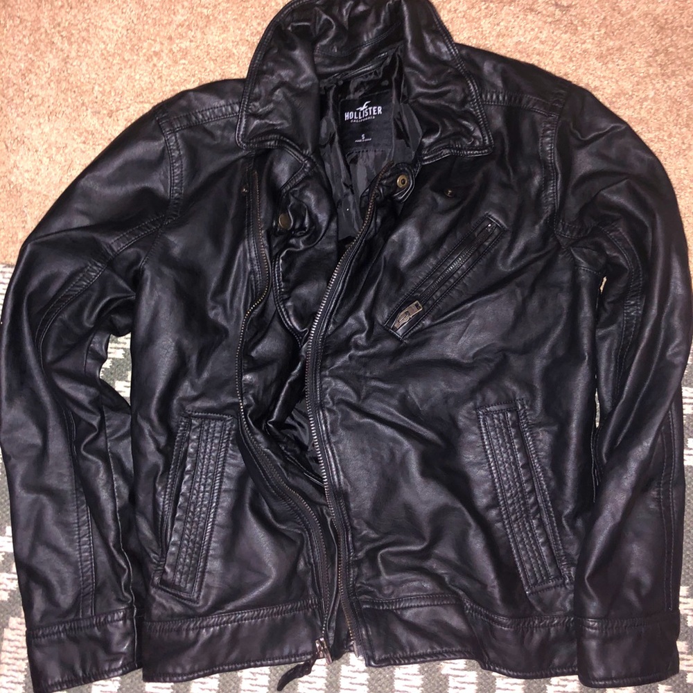 COPY - Hollister Black Leather Jacket Men’s Small Warm